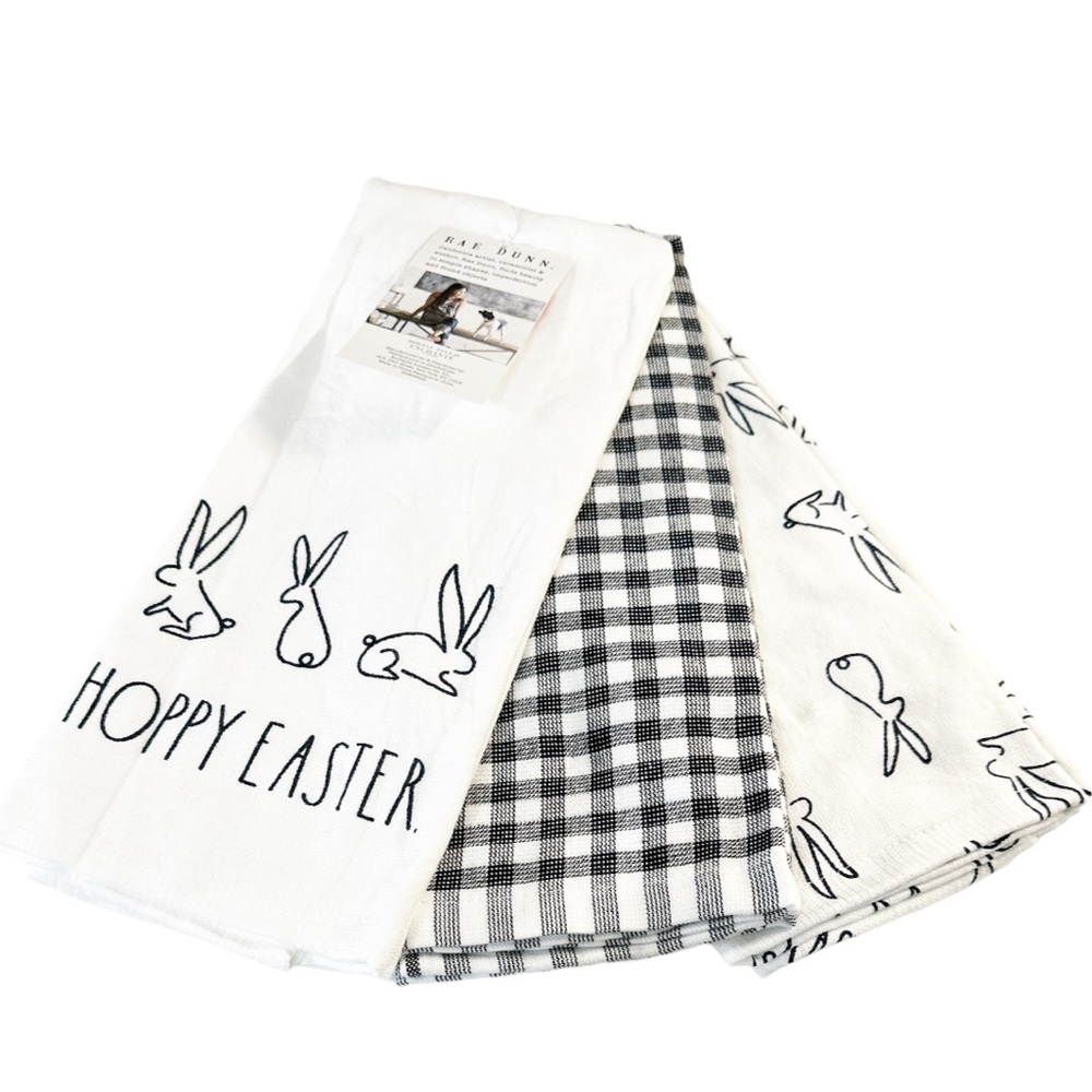 NEW Rae Dunn 🐇🐇HOPPY EASTER🐇🐇Kitchen Towels Set/3